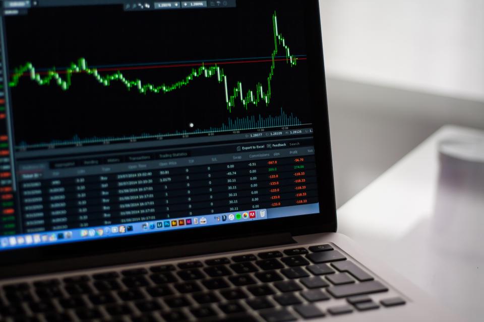 Laptop showing a line chart